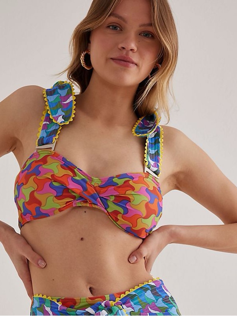Celia B Granita Geometric Patterned Bikini Top Size S